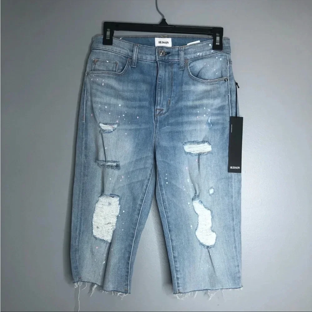 Hudson Zoeey High Rise Cut Off Boyfriend Jeans